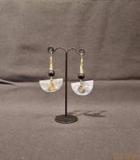 Boucles d'oreilles éventail grises Komi