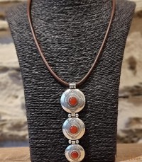 Collier Touareg Argent et agathe "orange"