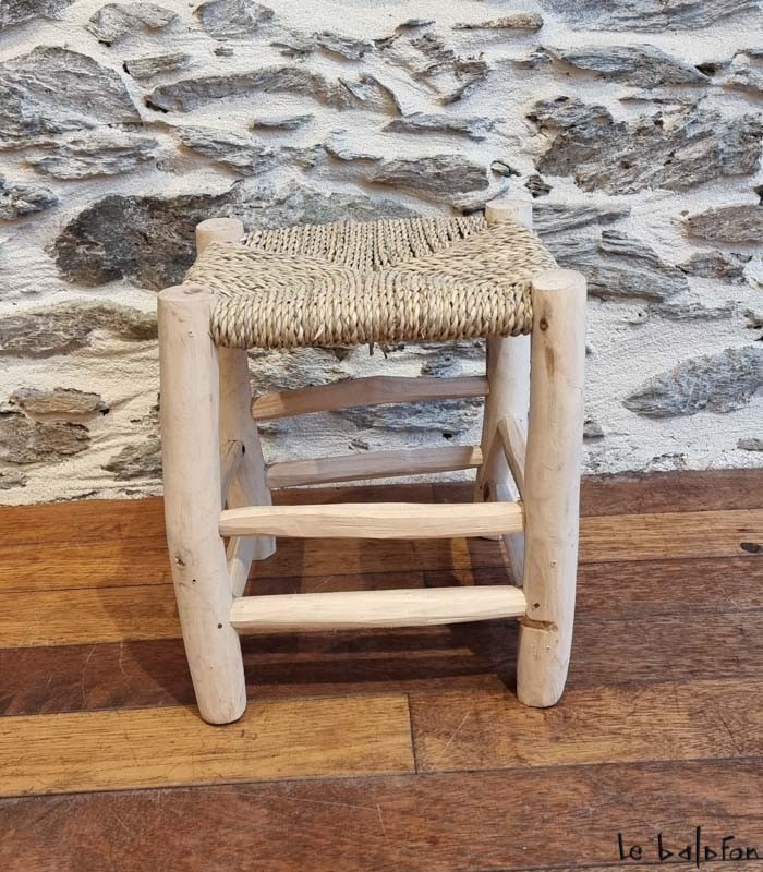 Tabouret marocain en corde et bois