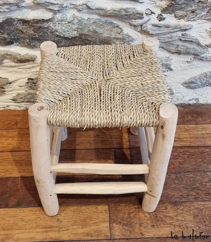 Tabouret marocain en corde et bois