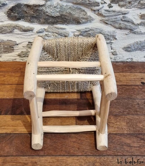 Tabouret marocain en corde et bois