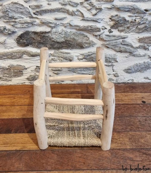 Tabouret marocain en corde et bois
