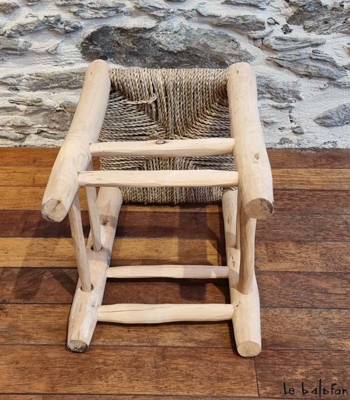 Tabouret marocain en corde et bois