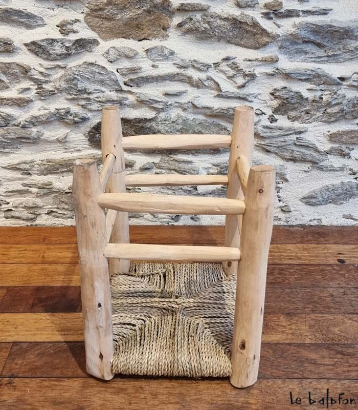 Tabouret marocain en corde et bois