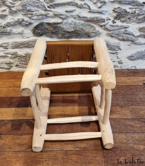 Tabouret marocain en corde et bois