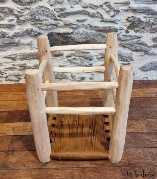 Tabouret marocain en corde et bois