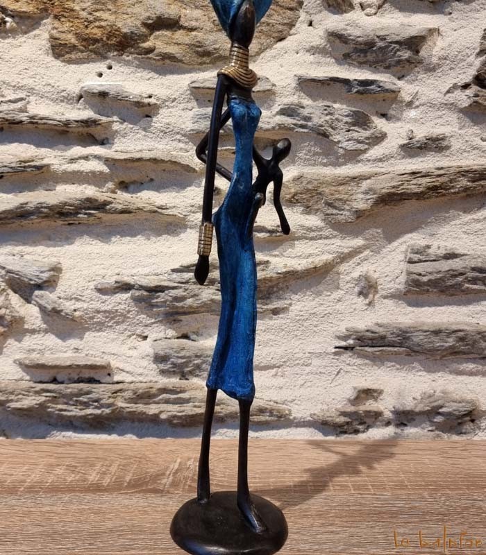 Statuette africaine 38 cm &quot;la femme et l&#039;enfant&quot;