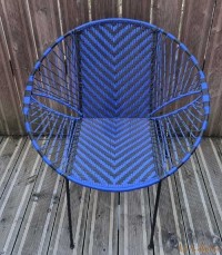 Chaise de jardin bleu roi et noir motif chevron