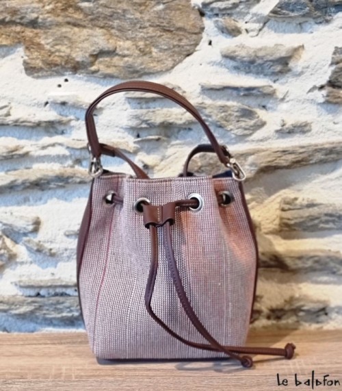 Sac seau en pagne tissé, artisanat Manjak du Sénégal|Le Balafon Pornic