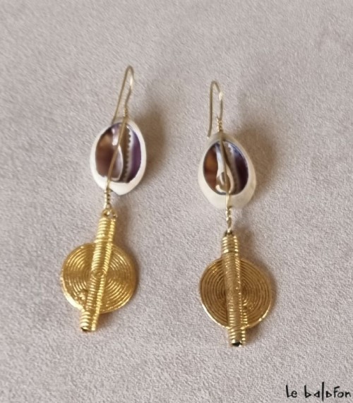 Boucles d'oreilles femme avec cauris Fatou