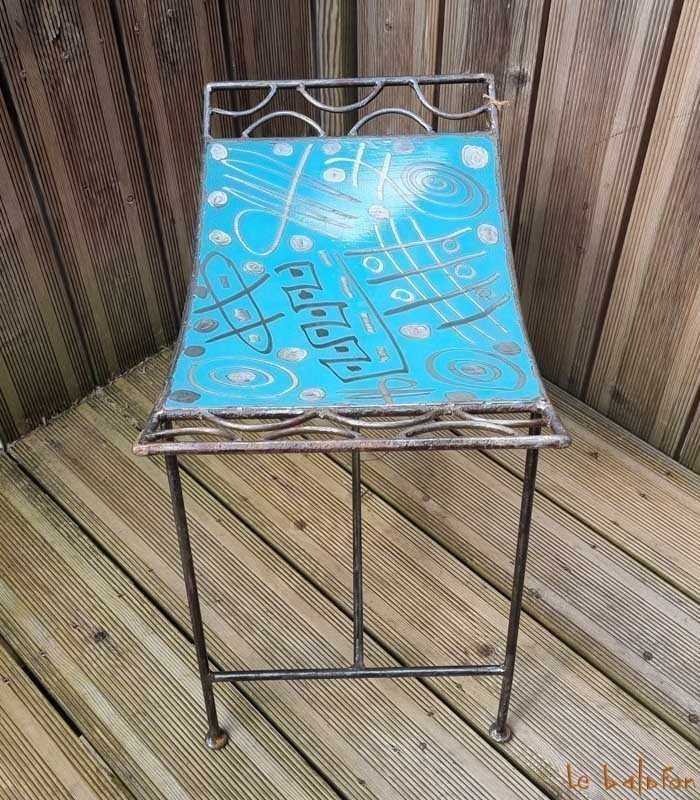 Tabouret métal bleu ciel collection Saya