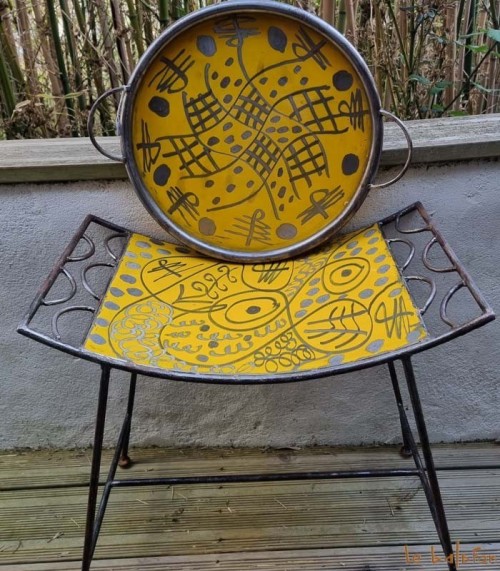 Plateau métal jaune collection Saya