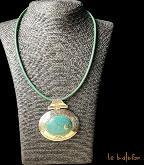 Collier Touareg pendantif turquoise Dayo