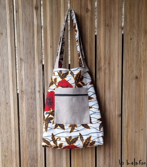 Grand sac cabas réversible motif floral