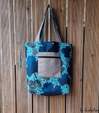 Grand sac wax réversible feuilles bleues