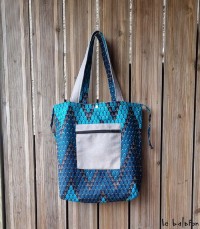 Grand sac wax réversible zig-zag bleu