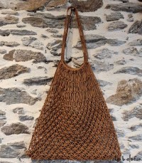 Sac filet artisanal en maille camel