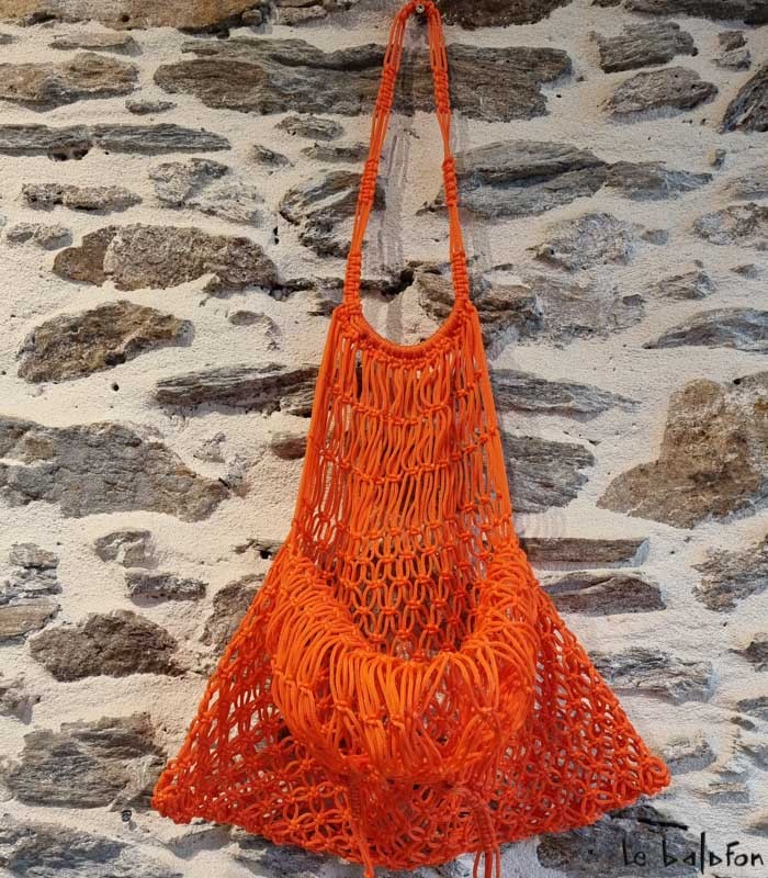 Sac filet artisanal en maille orange