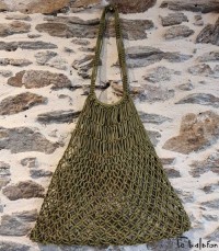 Sac filet artisanal en maille vert