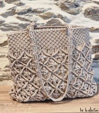 Sac cabas femme écru en macramé