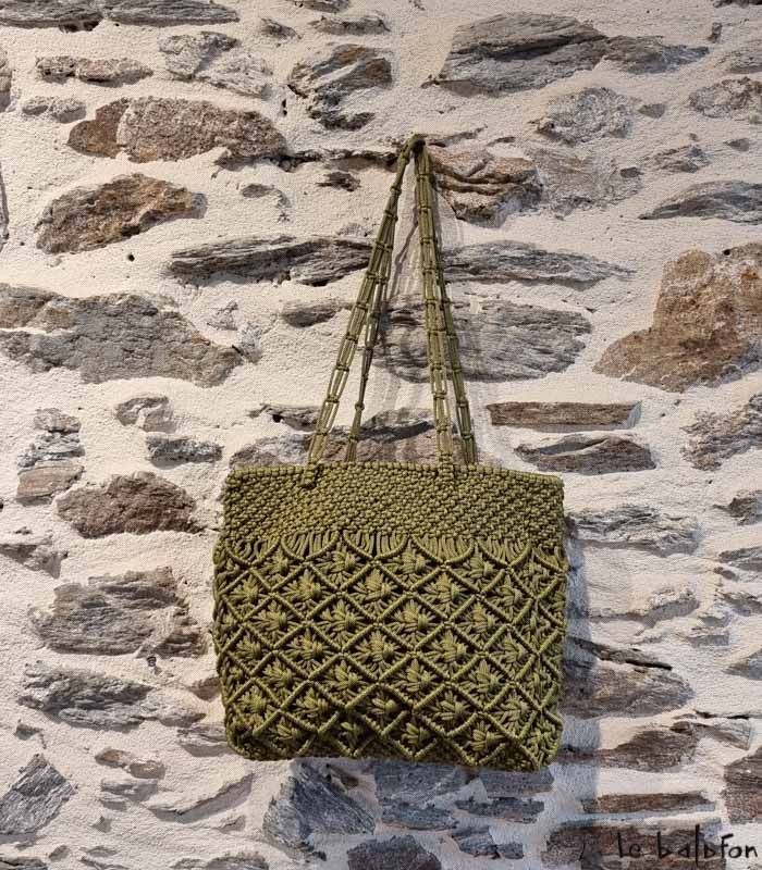 Sac à main femme écru en macramé