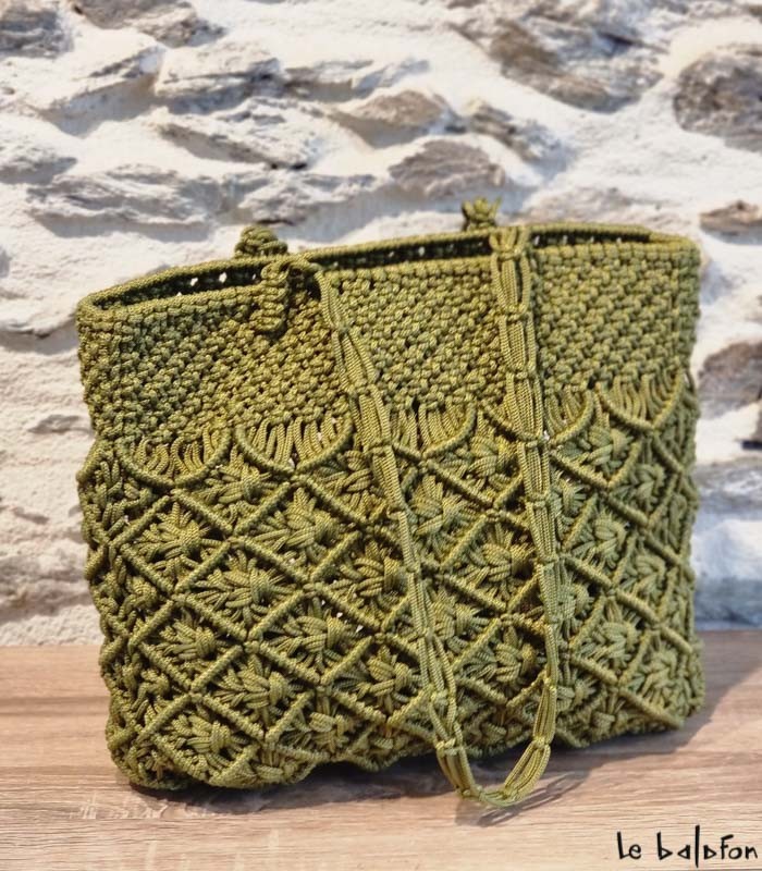 Sac à main femme écru en macramé