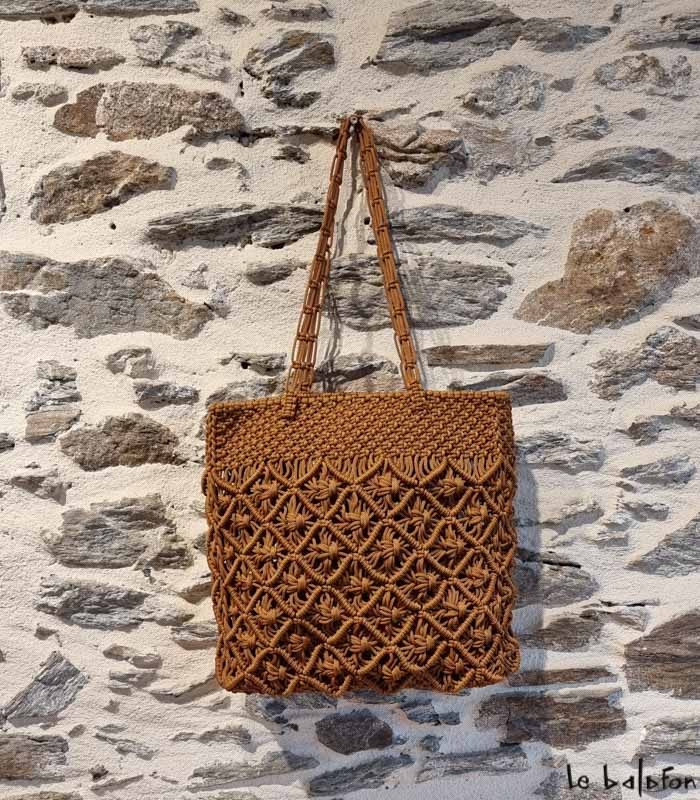 Sac à main femme écru en macramé