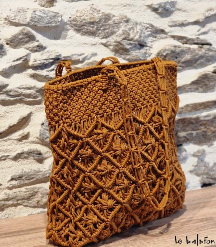 Sac à main femme écru en macramé