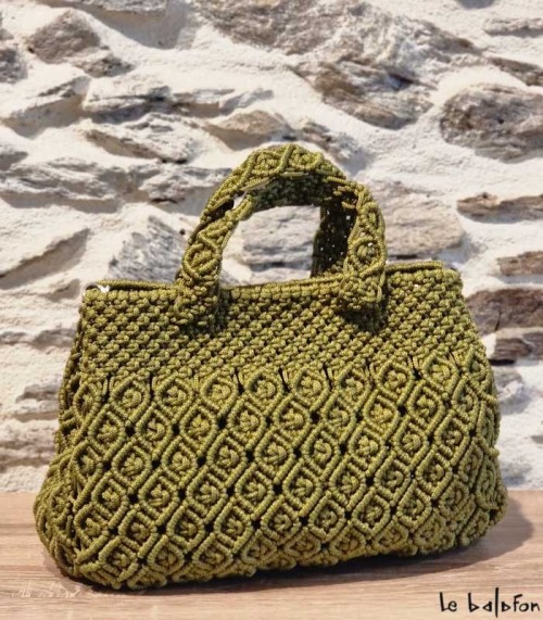 Sac à main bowling vert artisanal
