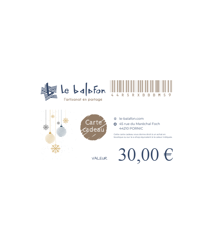 Carte cadeau d'une valeur de 30 €