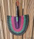 Eventail africain vert, bleu, orange - 1