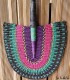 Eventail africain vert, bleu, orange - 2