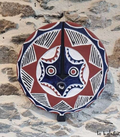 Masque Soleil Bwa marron et bleu Burkina-Faso - 3
