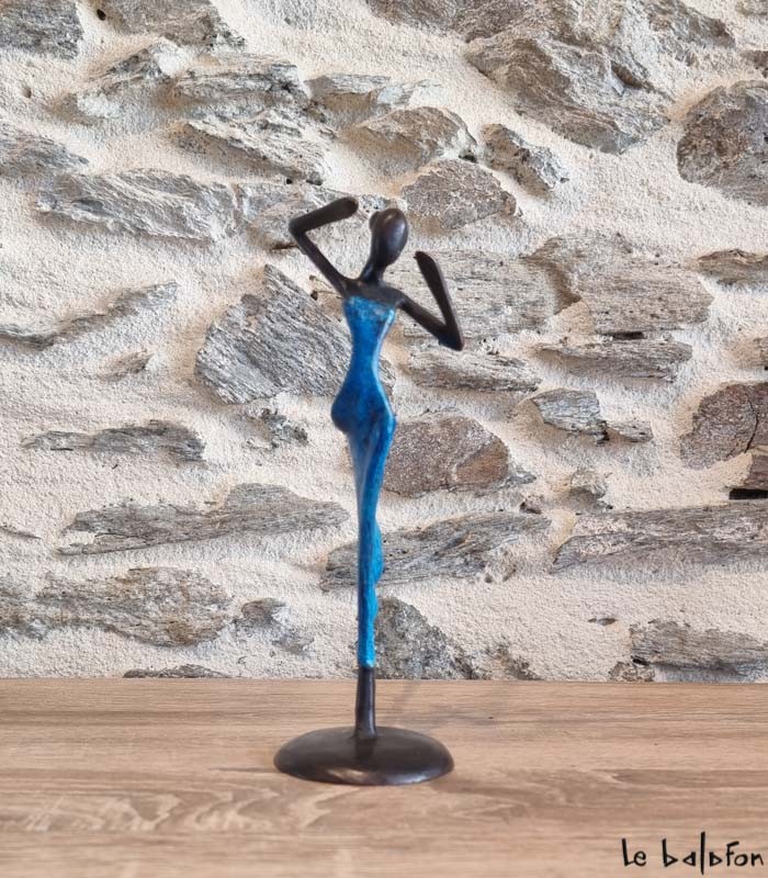 Sculpture en bronze 19 cm Bleu 