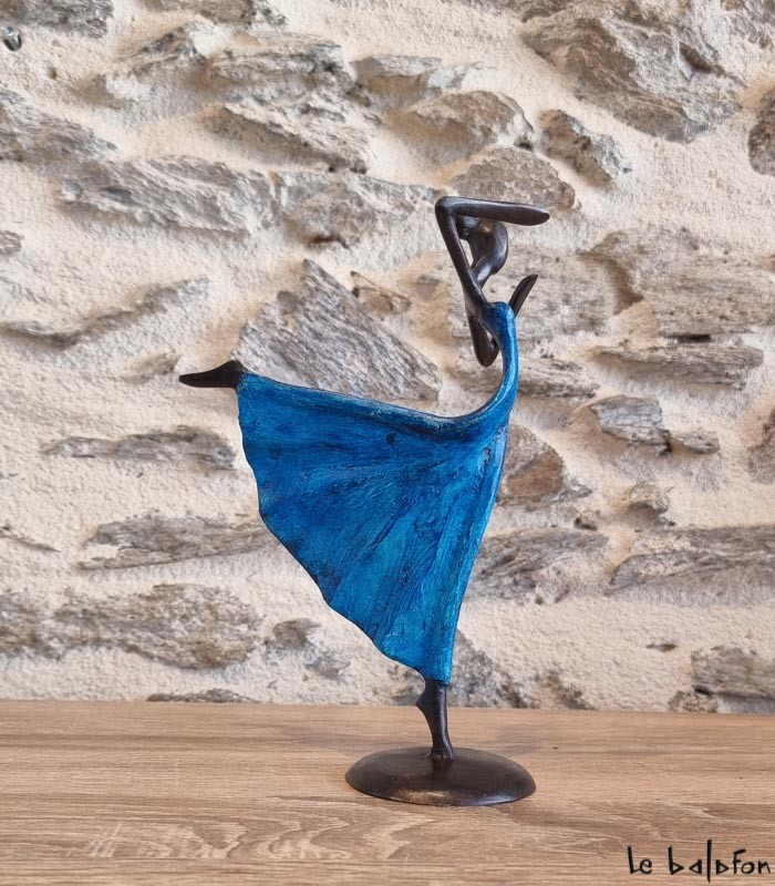 Sculpture en bronze 19 cm Bleu 