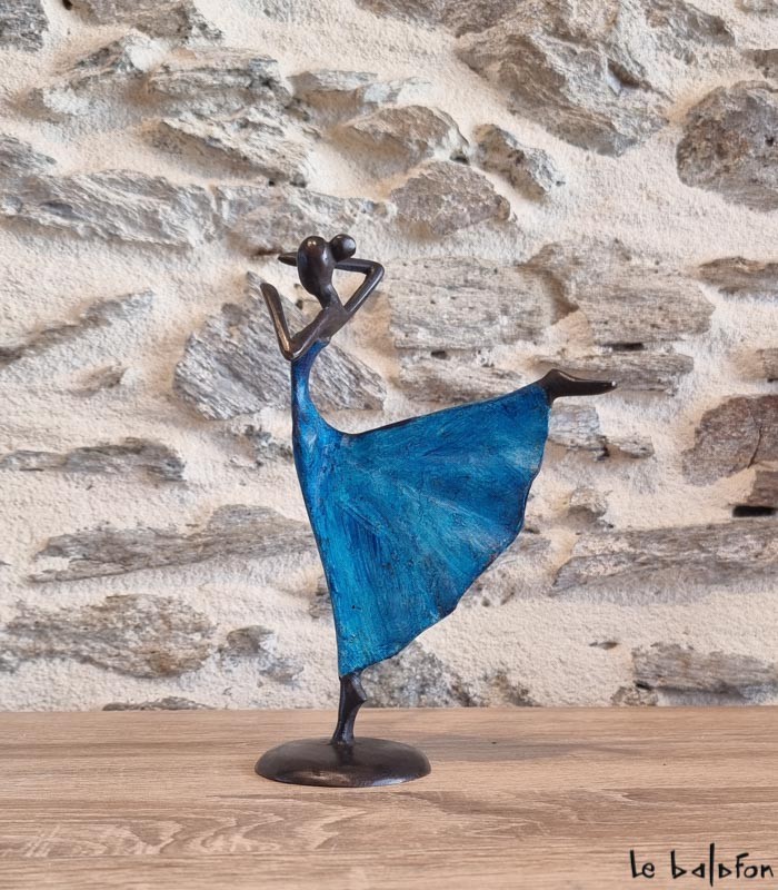 Sculpture en bronze 19 cm Bleu 