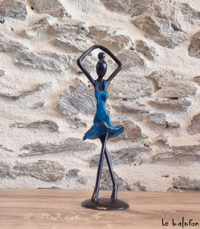 Sculpture en bronze 21 cm Bleu 