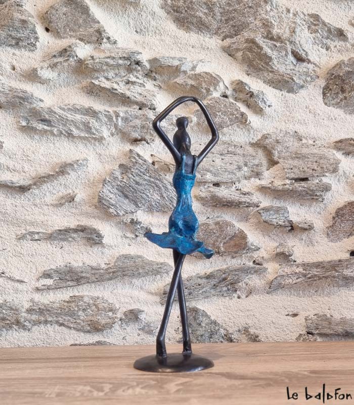 Sculpture en bronze 21 cm Bleu 