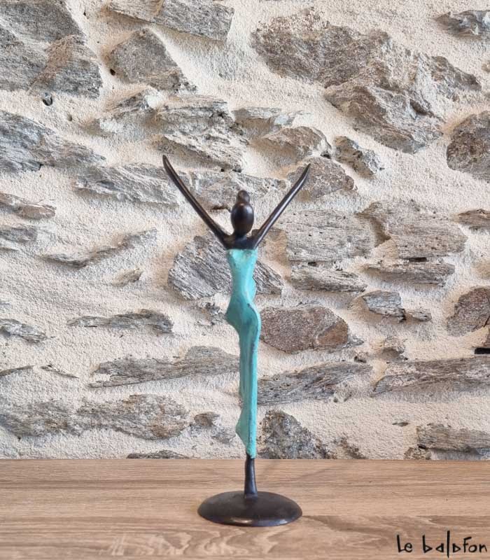 Sculpture en bronze 22 cm Vert d' eau