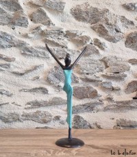 Sculpture en bronze 22 cm Vert d'eau
