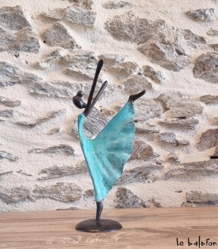 Sculpture en bronze 22 cm Vert d' eau