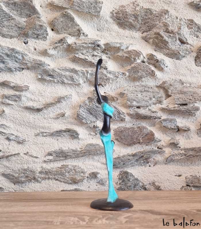 Sculpture en bronze 20 cm Vert d'eau 
