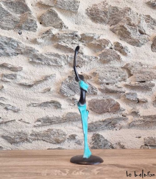 Sculpture en bronze 20 cm Vert d'eau 