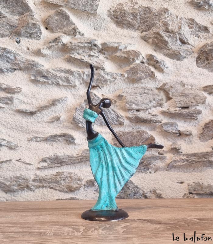 Sculpture en bronze 20 cm Vert d&#039;eau 