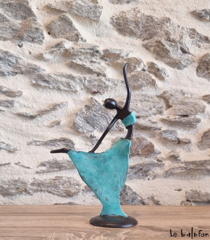 Sculpture en bronze 20 cm Vert d'eau 