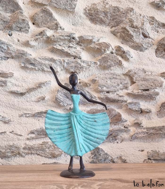 Sculpture en bronze 20 cm Vert d'eau 