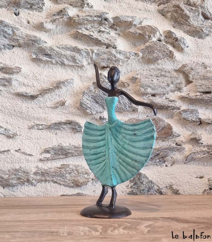 Sculpture en bronze 20 cm Vert d&#039;eau 