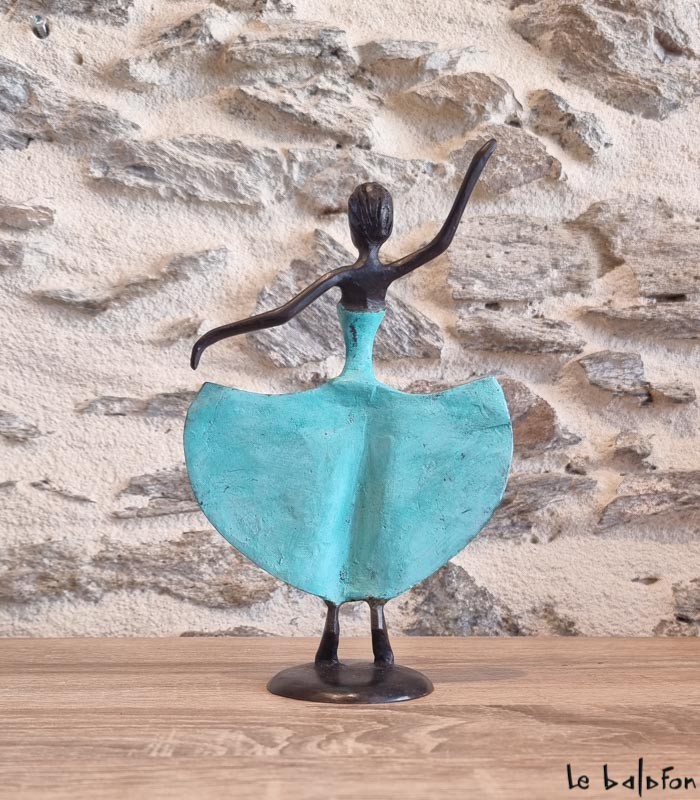 Sculpture en bronze 20 cm Vert d'eau 