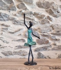 Sculpture en bronze 22 cm Vert d'eau "Pas de deux"