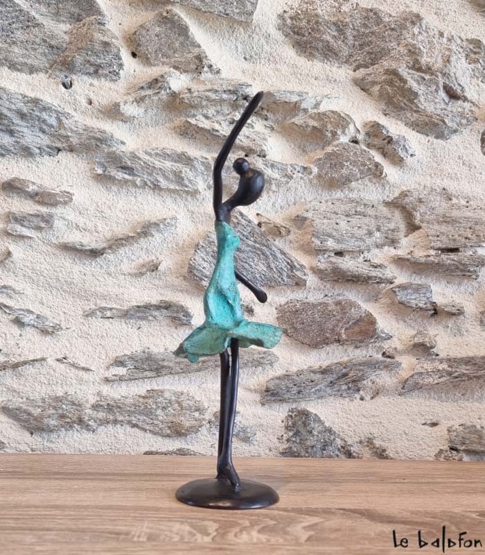 Sculpture en bronze 22 cm Vert d&#039;eau 